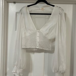 Women’s A Peach white sheer crop top/blouse size large